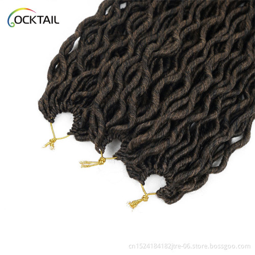 24 inch soft locs, goddess locs crochet braid hair extension with curly end natural
